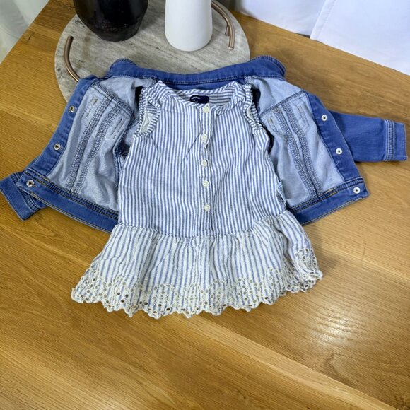 Bundle of Baby Gap Striped dress & Cat & Jack Jean Jacket Size 18 - 24 months - Picture 2 of 12